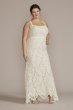 Floral Lace Halter Sheath Tall Plus Wedding Gown 4XL9WG4055