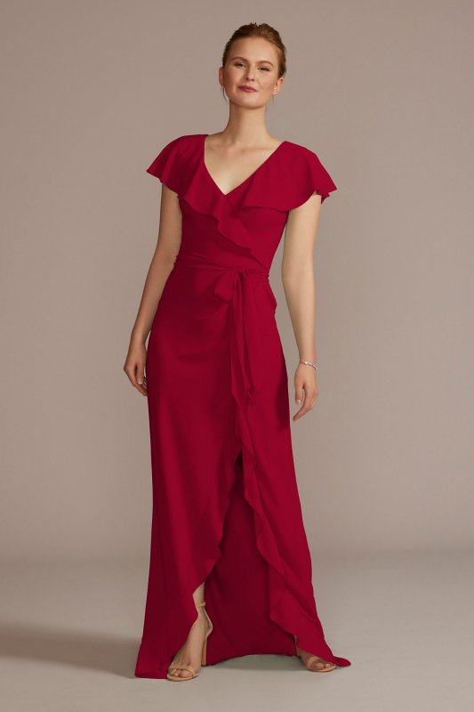 Tall Chiffon High-Low Ruffle Bridesmaid Dress 4XLF20511