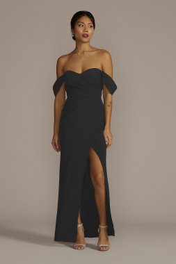 Tall Stretch Crepe Off-Shoulder Bridesmaid Dress 4XLGS290059