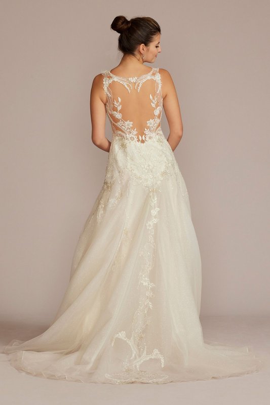 Drop Waist Beaded Applique Tall Wedding Gown 4XLSWG923