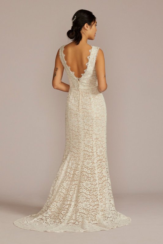 Allover Lace Tank Tall Wedding Gown with V-Back 4XLWG4061