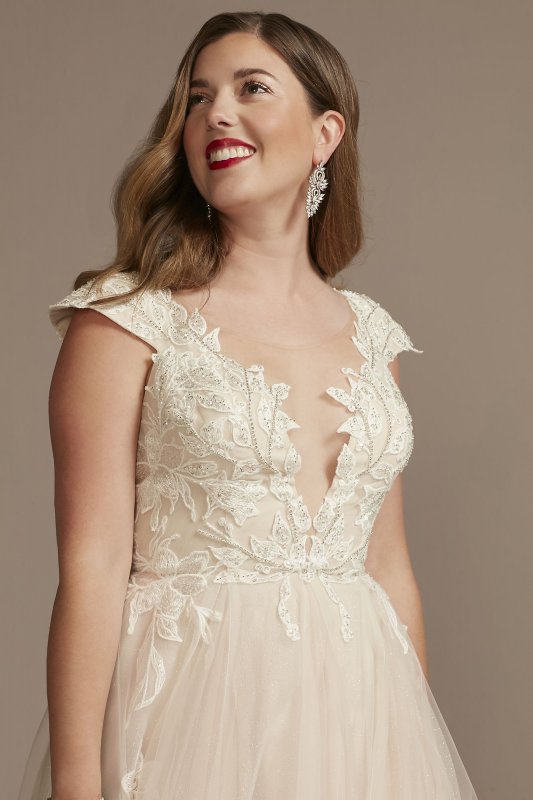 Illusion Lined Bodice Lace Petite Wedding Dress 7LBSWG862