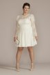 Allover Lace Puff Long Sleeve Plus Size Mini Dress 9SDWG1045