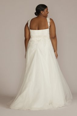 V-Neck Plus Size Wedding Dress with Beaded Back 9WG4004DB