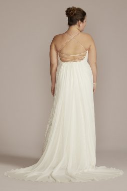 Spaghetti Strap Lace Plus Size Wedding Gown 9WG4063