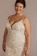 Plunging V-Neck Godet Skirt Plus Size Wedding Gown 9WG4064