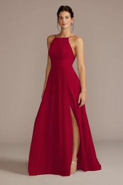 Chiffon High-Neck A-Line Bridesmaid Dress F20456