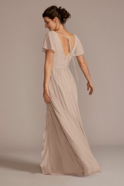 Cold-Shoulder Long Chiffon Bridesmaid Dress F20365