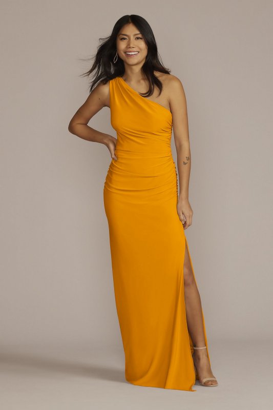 Ruched Jersey One-Shoulder Bridesmaid Dress F20543