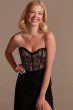 Lace Bodice Strapless Gown with Asymmetrical Waist GS28NY2103