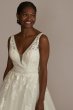 Embroidered V-Neck Tea-Length Wedding Dress MIDCWG888
