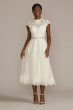 Embroidered Mock Neck Tea-Length Wedding Dress MIDMS251205