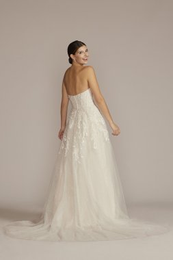 Satin Wedding Dress with Lace Cathedral Train CWG896