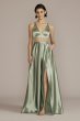 Satin Prom Gown with Embellished Illusion Waist WBM2776