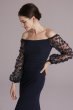Off-the-Shoulder Crepe Gown with Illusion Sleeves WBM2965