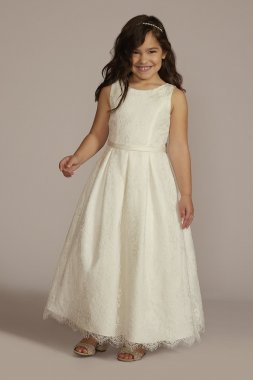 Lace and Satin Ball Gown Flower Girl Dress WG1445