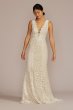 Allover Lace Tank Wedding Gown with V-Back Detail WG4061