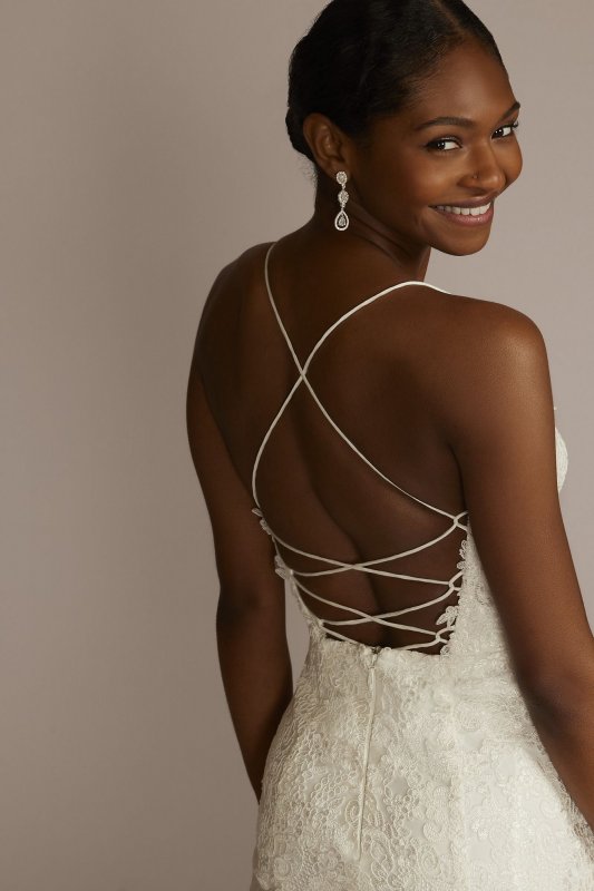 Spaghetti Strap Allover Lace Sheath Wedding Gown WG4063