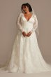 Lace Long Sleeve Open Back Tall Plus Wedding Dress 4XL8CWG893