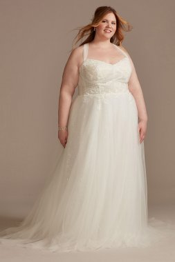 Convertible Straps Draped Tall Plus Wedding Dress 4XL8LSMS251246