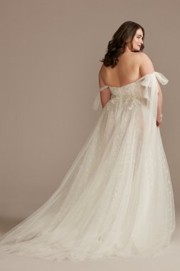 Beaded Plunging V-Neck Wedding Dress with Godets SWG798