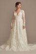 Lace Long Sleeve Keyhole Back Tall Wedding Dress 4XLCWG893