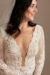 Illusion Plunge Sleeved Tall Lace Wedding Dress 4XLMS251247