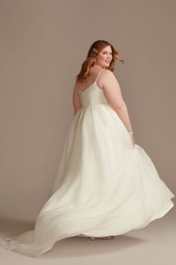 Pleated A-Line Plus Size Wedding Dress with Slit 9WG4029