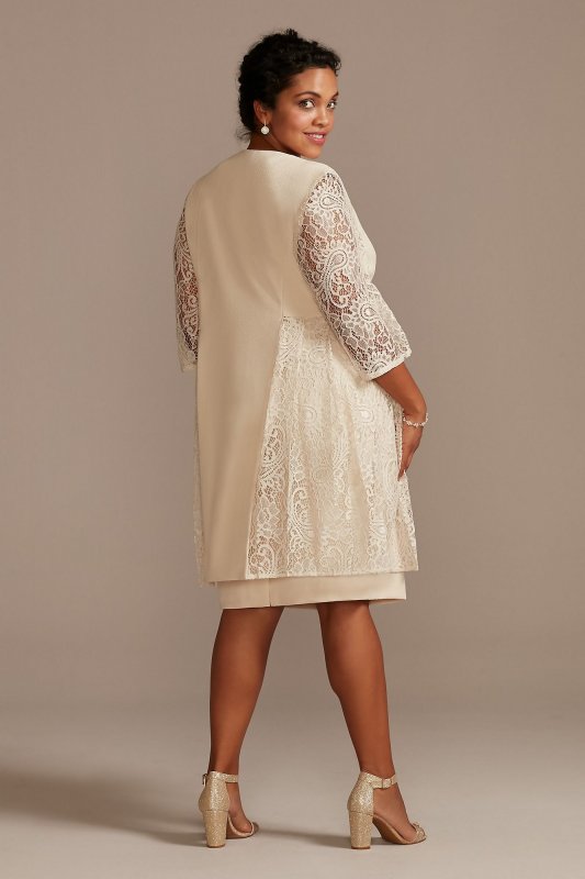 Plus Short Dress and Jacket with Lace Detail 29486W