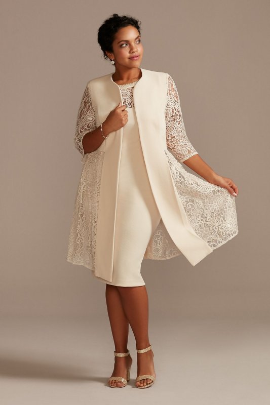 Plus Short Dress and Jacket with Lace Detail 29486W