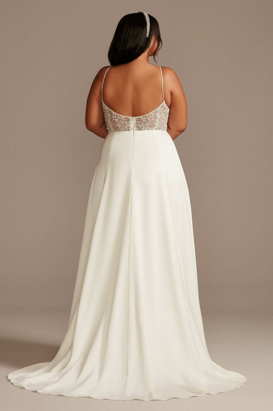 V-Neck Tall Plus Wedding Dress with Beaded Back 4XL9WG4004DB
