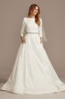 Low Back Mid-Sleeve Satin Crepe Tall Wedding Dress 4XLWG4005DB