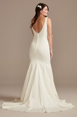 Stretch Crepe V-Neck Mermaid Tall Wedding Dress 4XLWG4023