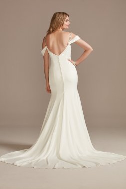 Off Shoulder Cowl Neck Tall Wedding Dress 4XLWG4030