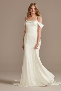 Off Shoulder Cowl Neck Tall Wedding Dress 4XLWG4030