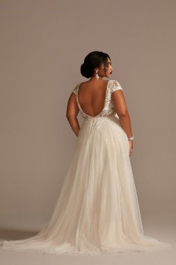 Long Sleeve Crepe Mermaid Tall Plus Wedding Gown 4XL9SWG919