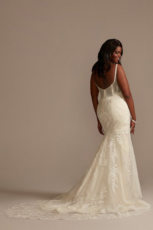 Lace Plus Size Wedding Dress with Cutout Train 8CWG895