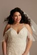 Flutter Sleeve 3D Floral Plus Size Wedding Dress 8MS251244