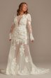 Long Sleeve Sequin Plus Bodysuit Wedding Dress 9SLMBSWG843