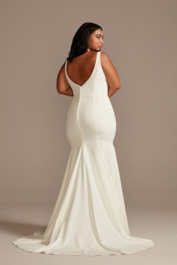 Crepe V-Neck Mermaid Plus Size Wedding Dress 9WG4023