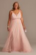 Plus Size Tulle Illusion Plunge A-Line Gown Emerald Sundae ADJP2229