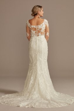 Tall Illusion Lace Bodysuit Wedding Dress 4XLMBSWG899