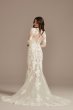 Long Sleeve Sequin Floral Bodysuit Wedding Dress SLMBSWG843