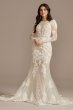 Long Sleeve Sequin Floral Bodysuit Wedding Dress SLMBSWG843