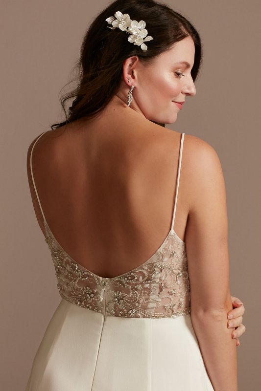 V-Neck Wedding Dress with Beaded Illusion Back WG4004DB