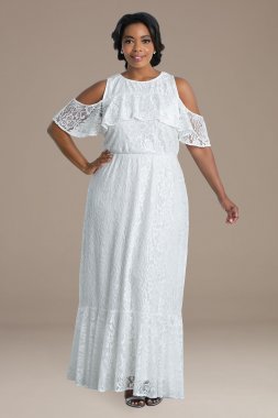 Savannah Lace Cold Shoulder Plus Size Wedding Gown 19210901