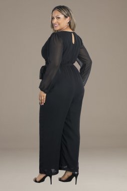 Plus Size Celina Chiffon Long Sleeve Jumpsuit 31222801