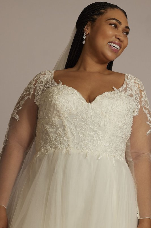 Lined Bodice Long Sleeve Tall Plus Wedding Dress 4XL9SLLBWG4036