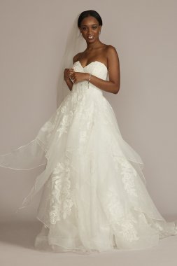 Tiered Floral Tall Ball Gown Wedding Dress 4XLCWG936