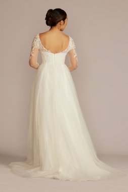 Lined Bodice Long Sleeve Tall Wedding Dress 4XLSLLBWG4036
